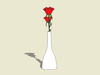 现代花瓶<em>花卉</em>草图大师模型，玫瑰sketchup模型下载