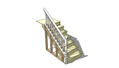 美式实木楼梯草图大师模型，美式实木楼梯sketchup模型下载