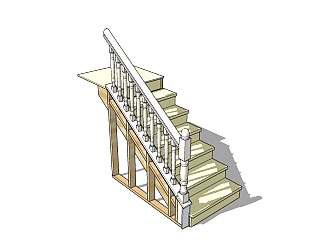 美式实木<em>楼梯sketchup模型</em>下载