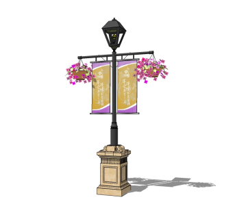 现代装饰路灯草图大师模型，装饰路灯sketchup模型下载