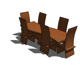 现代实木餐桌椅免费su模型，实木餐桌椅sketchup模型下载