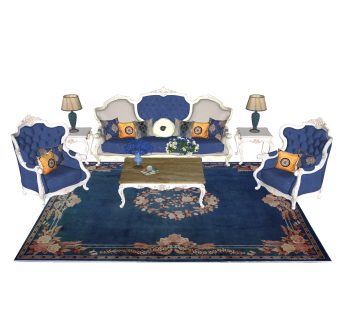 欧式沙发组合草图大师模型，欧式沙发组合sketchup模型下载