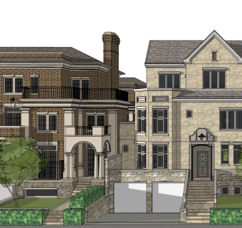 欧式别墅外观草图大师模型，别墅外观sketchup模型免费下载