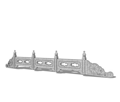 中式石材护栏免费su模型，栏杆skb文件下载