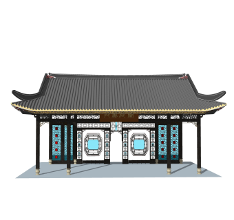 中式戏台SU模型，戏台SKB文件下载