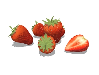现代草莓草图大师模型，<em>水果</em>SU模型下载