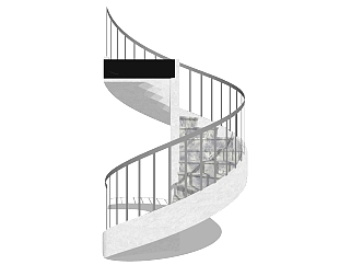 现代大理石螺旋楼梯草图大师模型，大理石螺旋楼梯...