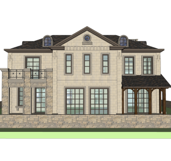 欧式独栋别墅su模型下载，别墅sketchup模型分享