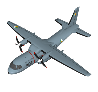 西班牙印尼CN235-100MP运输机草图大师模型，运输机SU模型下载