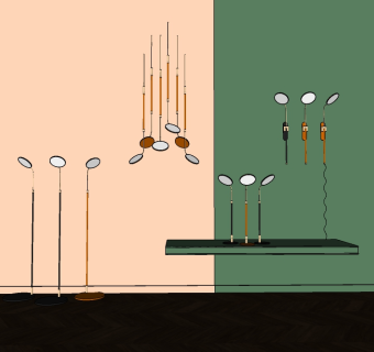 现代极简落地灯台灯su模型下载、极简落地灯台灯草图大师模型下载