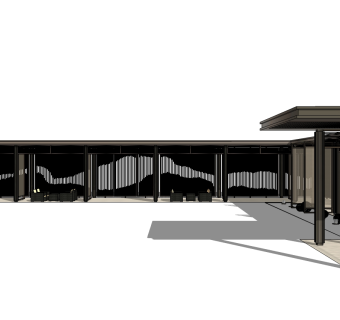 新中式凉亭 廊架草图大师模型下载、新中式凉亭su模型下载