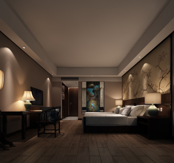 中式酒店民宿室内设计施工图CAD图纸，酒店cad设计图纸下载