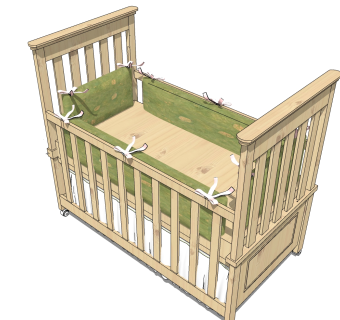 美式婴儿床SU模型，婴儿床skb文件下载