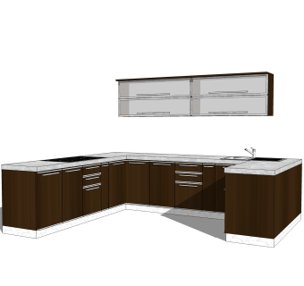 现代橱柜草图大师模型，橱柜sketchup模型