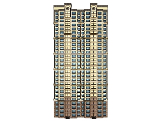 欧式公寓草图大师模型，住宅楼skp文件下载