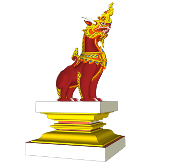 中国麒麟雕塑su模型,摆件草图大师模型下载