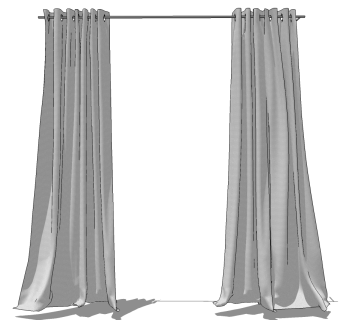 现代窗帘草图大师模型下载、现代窗帘su模型下载