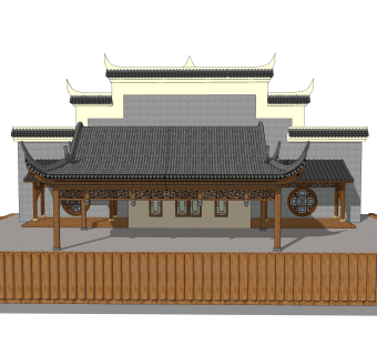 中式戏台SU模型，戏台SKB文件下载