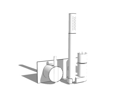 现代淋浴花洒草图大师模型，卫浴小件sketchup模型下载