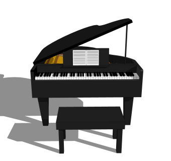 现代钢琴草图大师模型，钢琴SKB文件下载