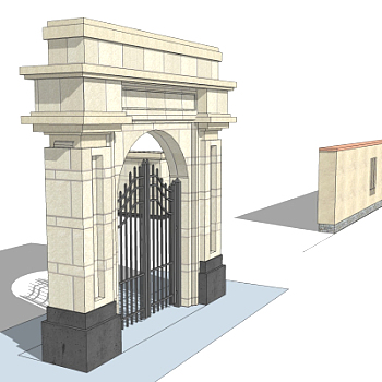 精品别墅围墙大门sketchup模型集下载