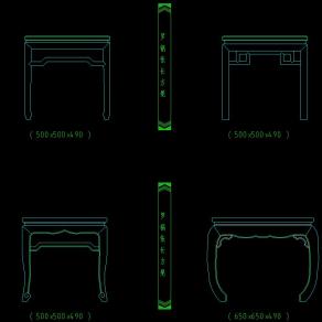 建筑常用中式家具图块CAD图纸