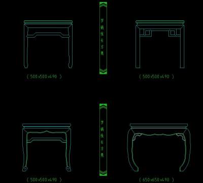 建筑常用中式家具图块CAD图纸