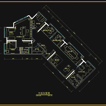 办公室CAD施工图效果图，CAD建筑图纸免费下载