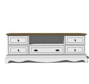 简欧白色电视柜sketchup模型，柜子草图大师模型下载