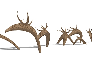 抽象鹿雕塑su模型,摆件草图大师模型下载
