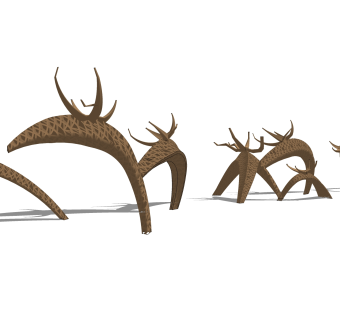 抽象鹿雕塑su模型,摆件草图大师模型下载