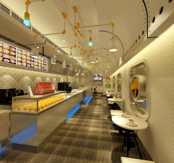 现代奶茶咖啡店施工报建CAD图纸，咖啡店cad设计图纸下载