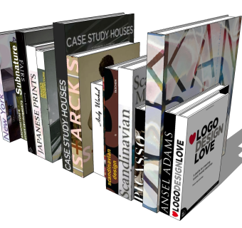  现代书籍草图大师模型，书籍sketchup模型下载