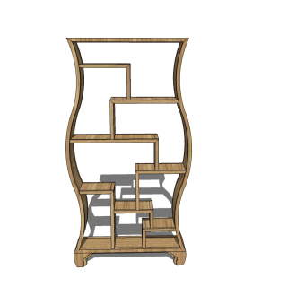 中式博古架家具模型草图大师模型，博古架模型sketchup下载