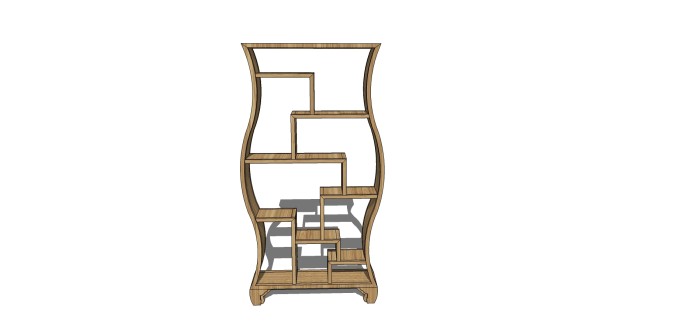 中式博古架家具模型草图大师模型，博古架模型sketchup下载