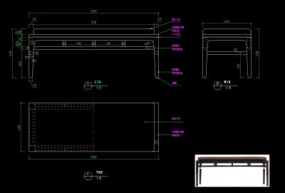 新中式书桌桌子图纸CAD图纸