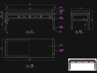 新中式书桌桌子图纸CAD图纸