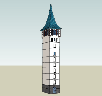 泰式风格塔楼su模型skp模型，塔楼sketchup模型skp文件下载