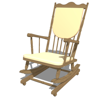 现代实木摇椅sketchup模型，椅子草图大师模型下载
