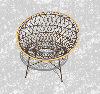 现代创意小座椅草图大师模型，时尚镂空背靠椅su模型下载