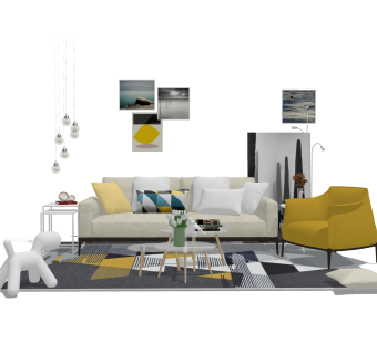 现代沙发组合su模型，现代沙发组合sketchup模型下载