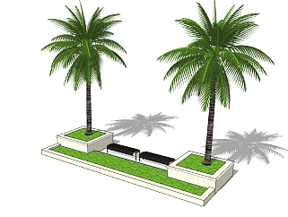 现代<em>方形树池</em>skp文件下载，树池坐凳sketchup模型