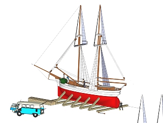 现代帆船sketchup模型，帆船su<em>素材</em>下载