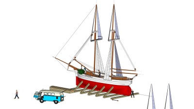 现代帆船免费su模型，现代帆船sketchup模型，帆船su素材下载