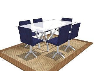 现代<em>餐桌</em>椅su模型，餐椅<em>餐桌</em>草图大师模型下载
