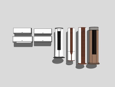 现代空调组合草图大师模型，空调su模型下载