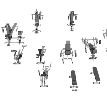现代健身器材草图大师模型，健身器材skp模型下载