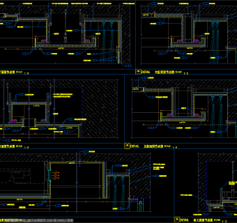 某样板间室内天花节点大样图，天花板节点cad施工图下载