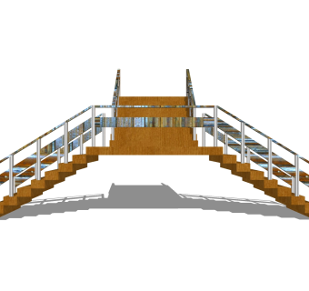 现代双合式楼梯草图大师模型，双合式楼梯sketchup模型免费下载