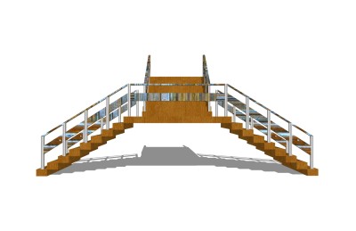 现代双合式楼梯草图大师模型，双合式楼梯sketchup模型免费下载